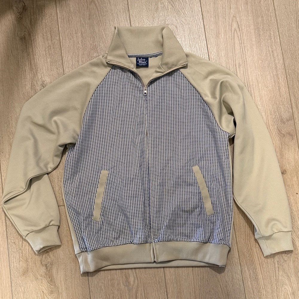 Tan and Blue Zip-Up Jacket